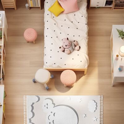 Tapis Koza Sparkle Cream Grey Mother Child Cloud Figured Tapis de chambre d'enfant 133x190 33446A 133 x 190