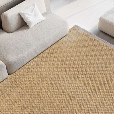 Tapis en sisal tissé jaune Koza Halı Rosso, tapis en jute, tapis de salon, de chambre à coucher, tapis de couloir 23033A 120 x 180