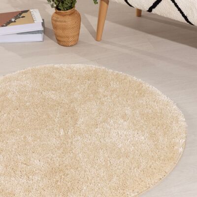Tappetino da bagno Koza Home Douro Shaggy Beige con base antiscivolo Circle 80 x 80 cm 80 x 80