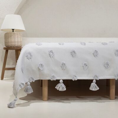 Manta con borlas de doble borde Wanda gris Koza Home 220x240 5025 220 x 240