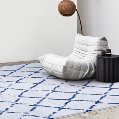 Tapis en peluche à motifs bleu marine Koza Halı Maze Tile 7452 160 x 230