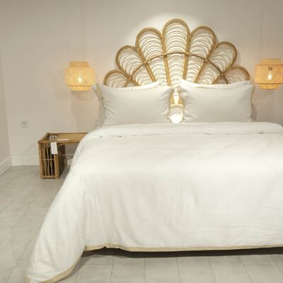 Juego de funda nórdica Koza Home Glow Tencel Satin Double Optic White Gold Bias (4 piezas, almohada + sábana 240x260 + funda nórdica 200x220)