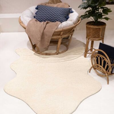 Tapis Koza en peau de mouton lavable et antidérapant, couleur crème, 80 x 120 cm