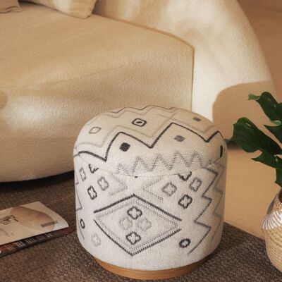 Koza Home Bliss - Bollo de crema con estampado étnico gris (45 x 42 cm) 4280