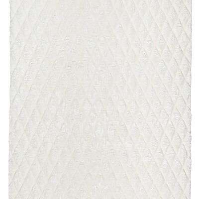 Tapis Koza en peau de mouton lavable et antidérapant, motif losanges, blanc, 150 x 230 cm