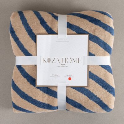 Koza Home Twin Blanket Soft Cotton Single Blanket Coffee Blue 150 x 200 5033A Single
