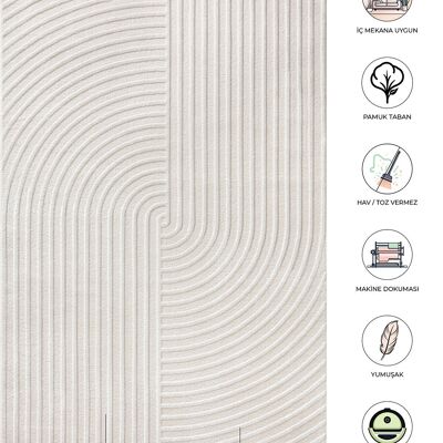 Tapis Koza Malte Scandinave Crème Tapis Salon Chambre Couloir Cuisine Machine Tapis 33410A 60 x 100