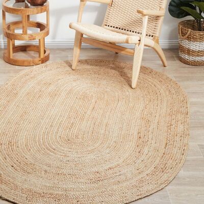 Tapis Koza Natura tissé à la main en jute de style bohème authentique pour salon, couloir, chambre à coucher, tapis naturel 00024A 160 x 230
