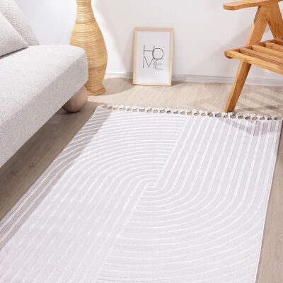 Alfombra Koza Malta escandinava crema para sala de estar, dormitorio, pasillo, cocina, máquina, alfombra 33410A, 200 x 290