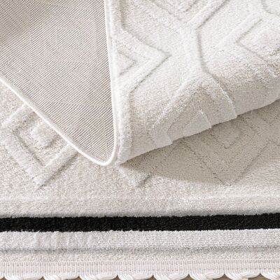 Tapis Koza Malte Scandinave Crème Noir Tapis Salon Chambre Couloir Cuisine Machine Tapis 33405A 80 x 150