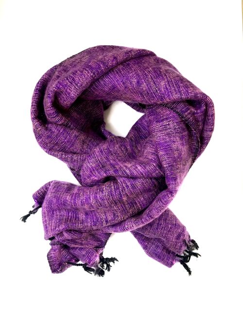 Yak wool | scarf |  190x75 cm Violet |  handwoven | Fairtrade