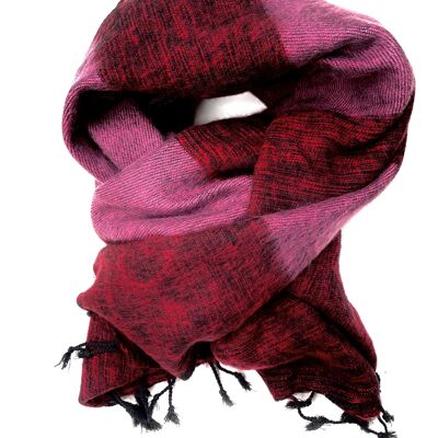 Yak wool | Scarf | Handwoven| 190x75 cm|Bordeaux Cerise| fair trade