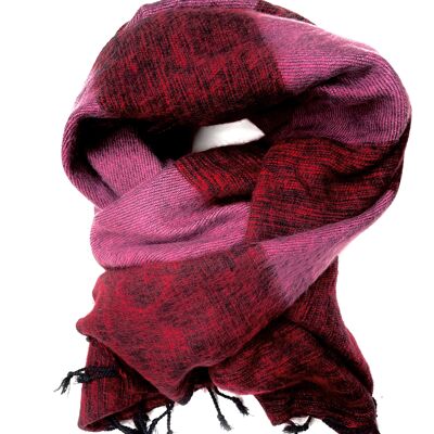 Yakwol | Sjaal | Handgeweven| 190x75 cm|Bordeaux Cerise| Fairtrade