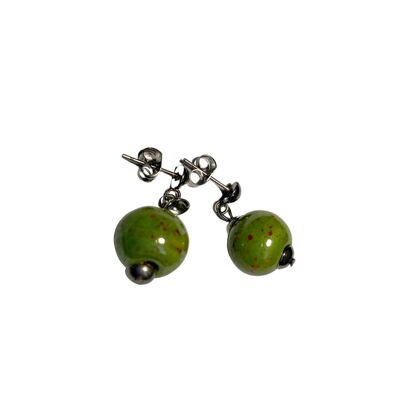 Earring drop round Lime green