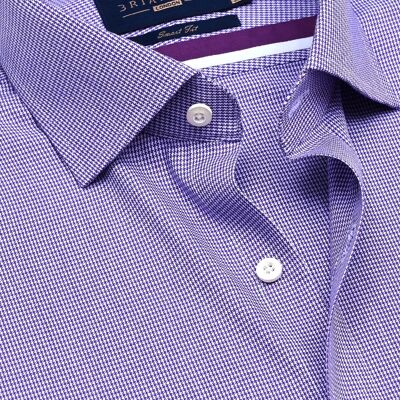 Chemise à carreaux pied-de-poule violette