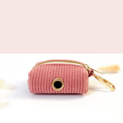 Coral Corduroy Poop Bag Pouch
