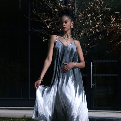 Robe Longue Fluide en Viscose Effet Dégradé - Bretelles Ajustables