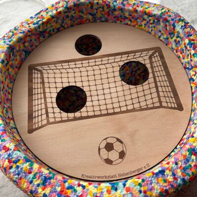 porta da calcio | Pannello attività compatibile con Stapelstein® – Giocattolo in legno di ispirazione Montessori – Accessori per giochi di motricità e giochi di ruolo – Giocattoli educativi per bambini