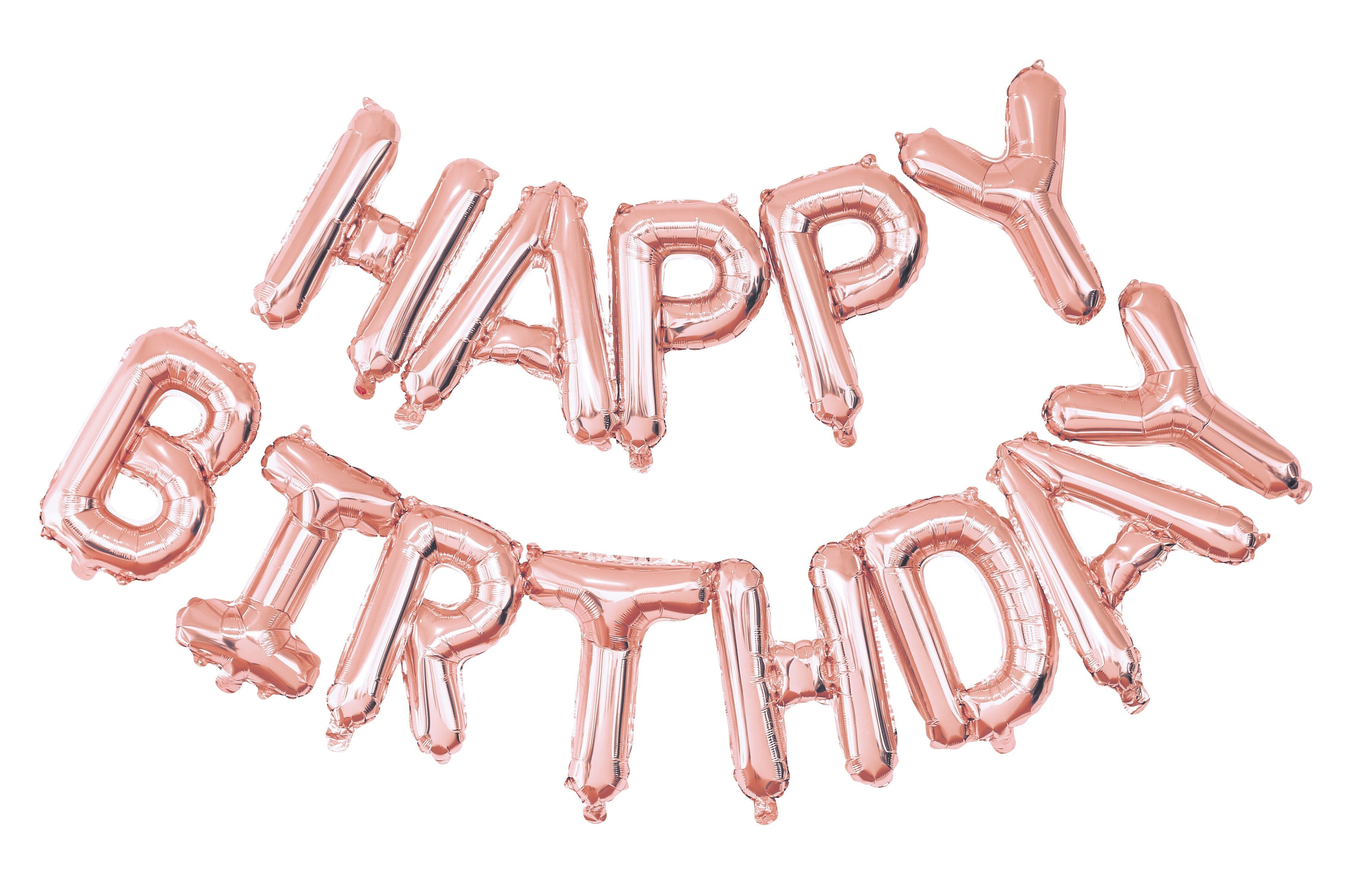 BALLONS MYLAR HAPPY BIRTHDAY ROSE GOLD