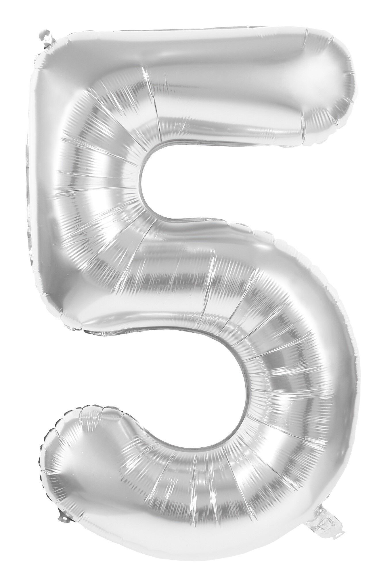 Mylar-Ballon Nummer 5 Silber 86 cm
