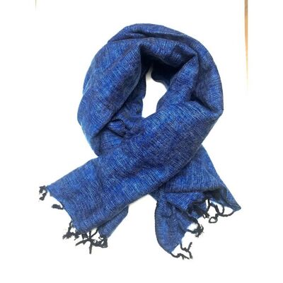 Yak wool scarf blue 190x75 cm - handwoven.