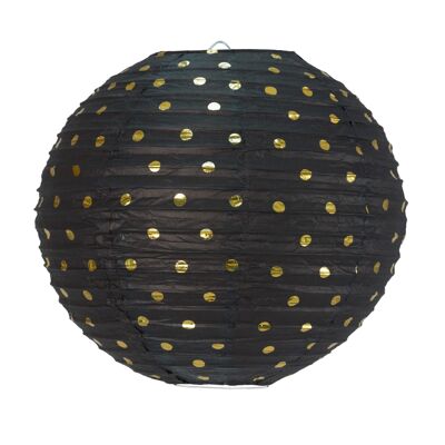 LINTERNA JAPONESA DE 35 CM NEGRA CON PUNTOS DORADOS