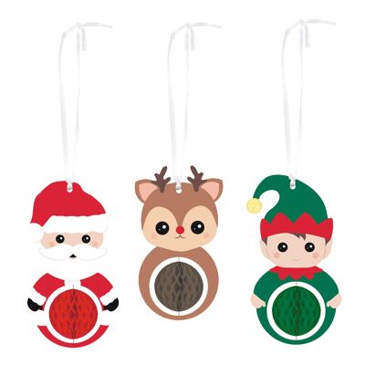SET DE 3 DULCES DECORACIONES NAVIDEÑAS ALVEOLADAS