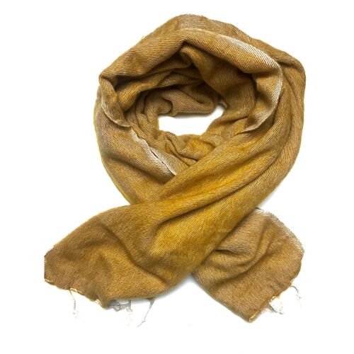 Yak wool scarf ocher yellow 190x75 cm - handwoven.