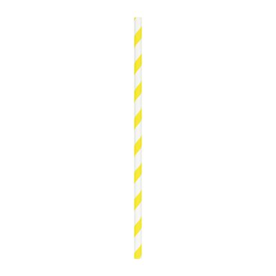 SET 10 PAILLES JAUNES RAYURES BLANCHES