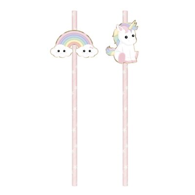 SET OF 10 PINK BABY UNICORN STRAWS