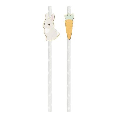 SET OF 10 GREY STRAWS WITH WHITE STARS RABBIT