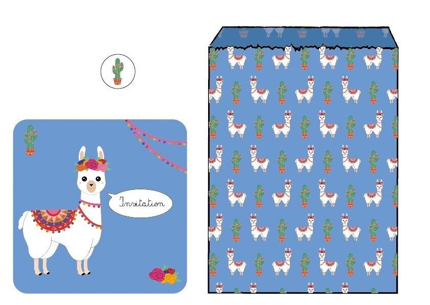 SET DI 8 INVITI BABY LAMA