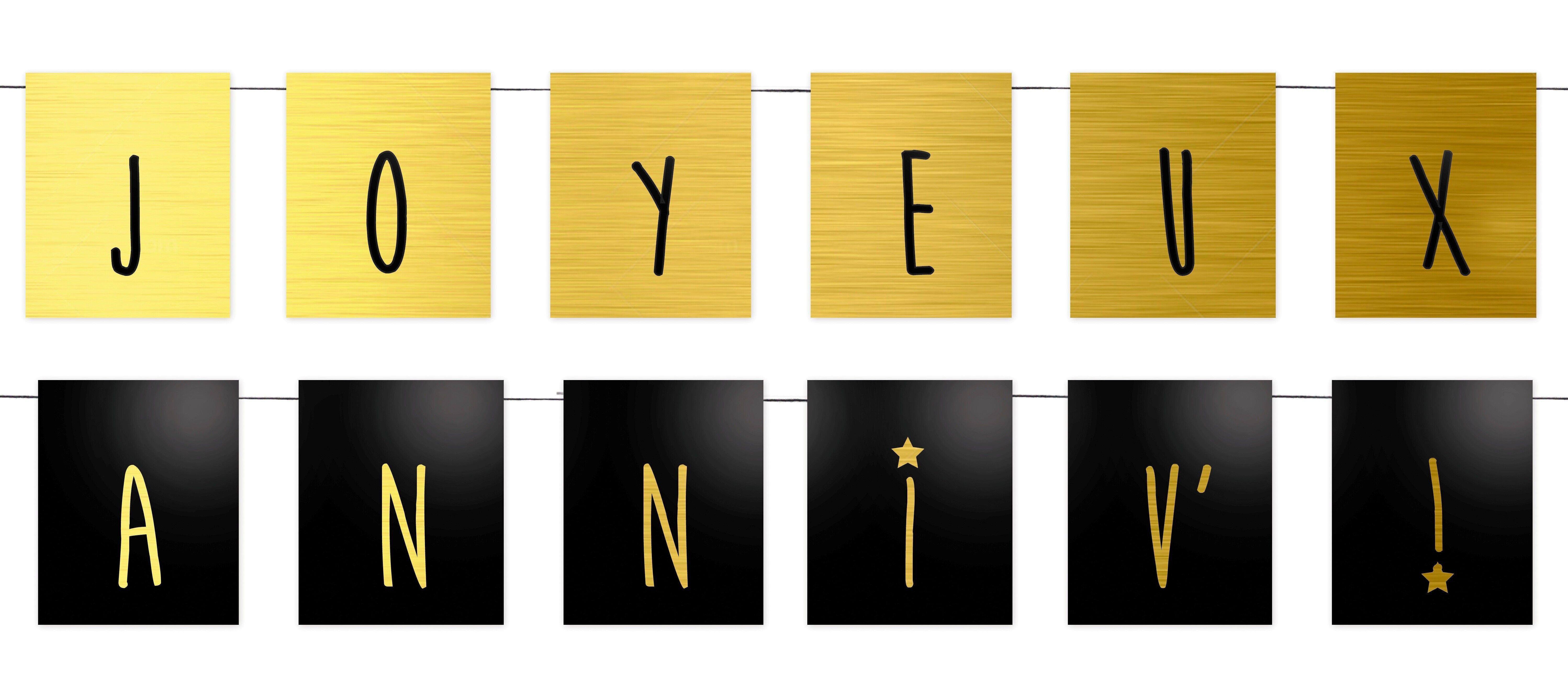 GUIRLANDES X2 JOYEUX ANNIV NOIR OR 1.20M