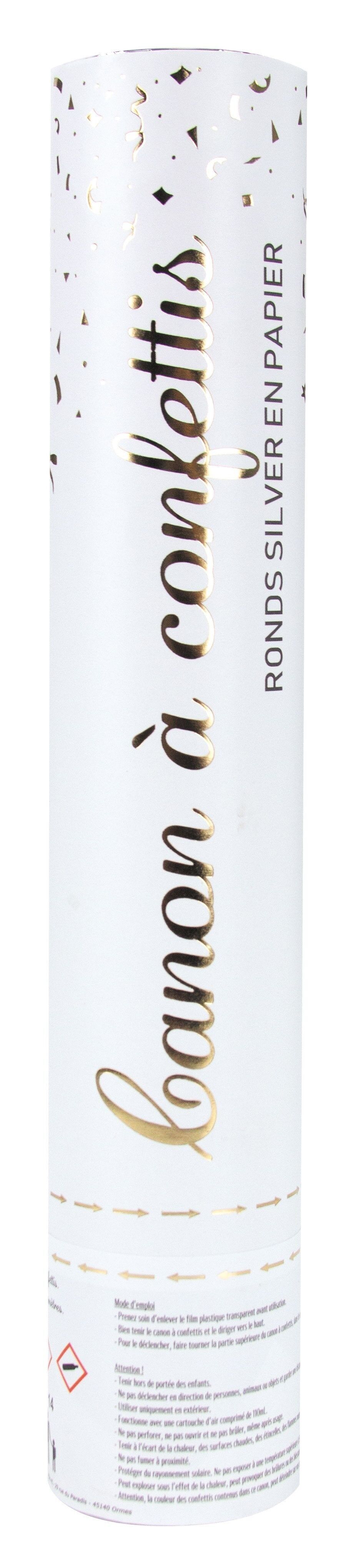 CANNONE PER CORIANDOLI ARGENTO DA 28 CM