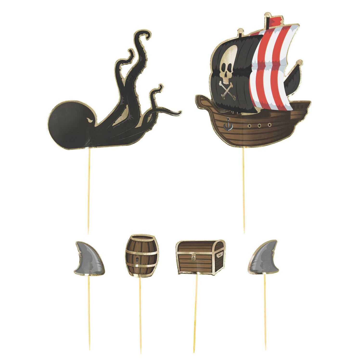 SET OF 6 PIRATE CAKE DECORATIONS