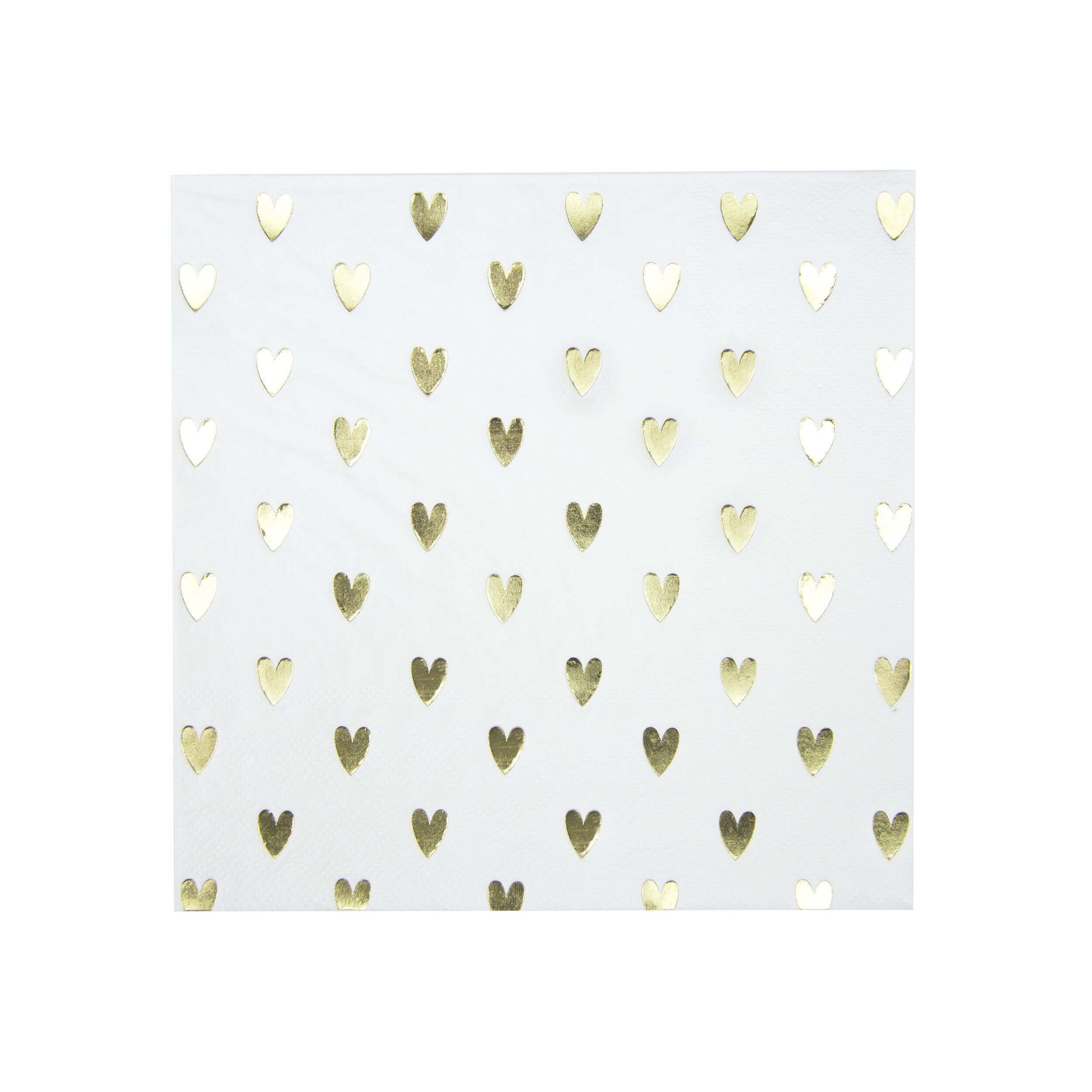 SERVIETTES COEURS DORES X 16