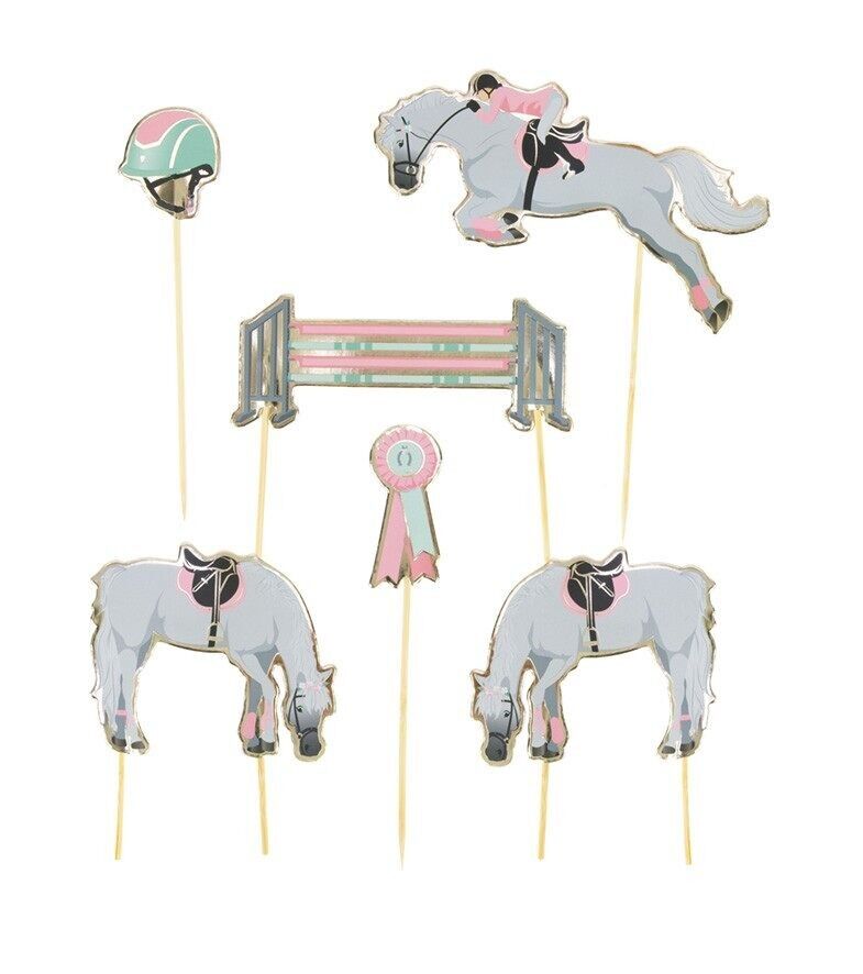 SET OF 6 LOVE HORSE CAKE DECORATIONS