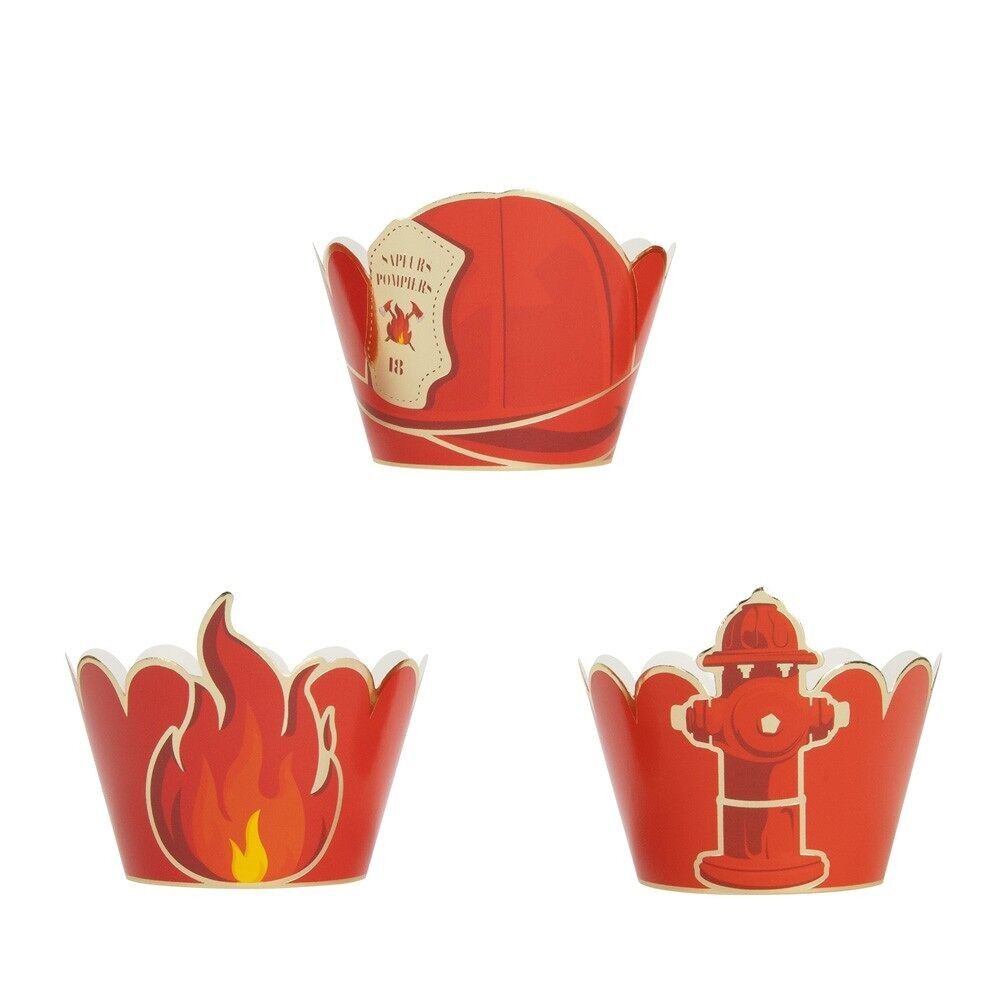 FIREFIGHTER CUPCAKE WRAPPERS X 6