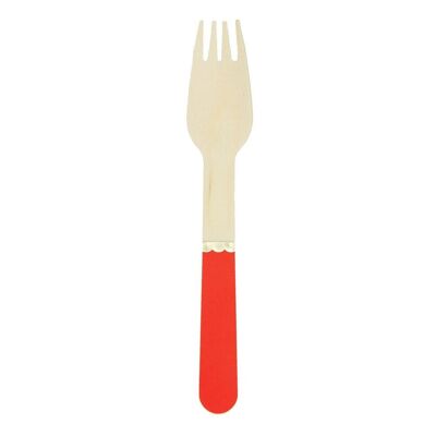 FORCHETTE PICCOLE IN LEGNO ROSSO E ORO X 8