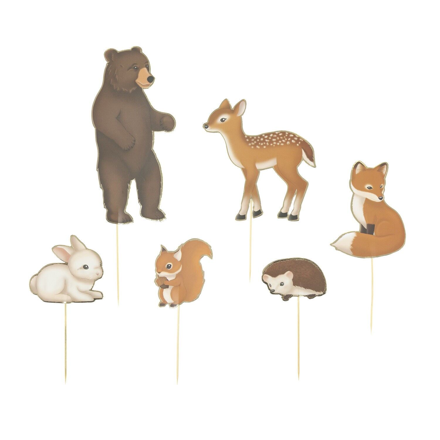 SET OF 6 WOODLAND CAKE DECORATIONS