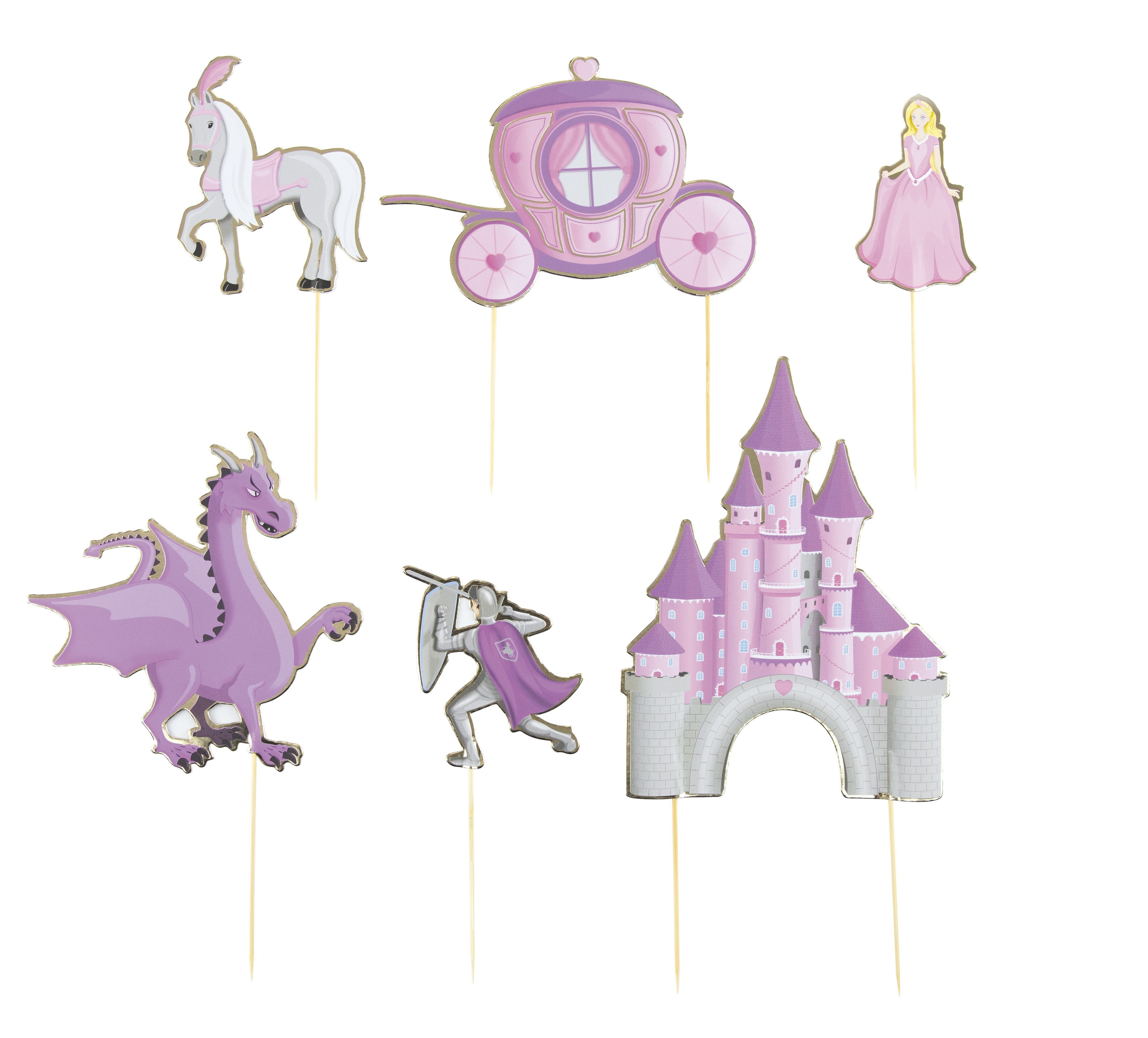 SET OF 6 PRINCESS CAKE DECORATIONS