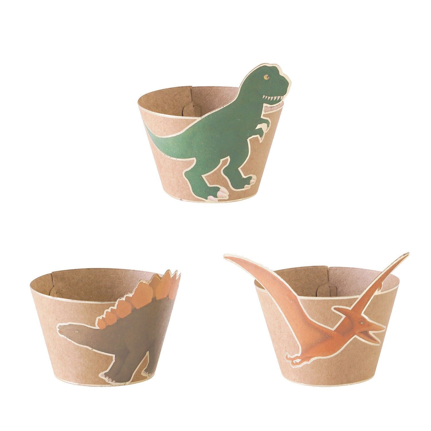 DINO CUPCAKE WRAPPERS X 6