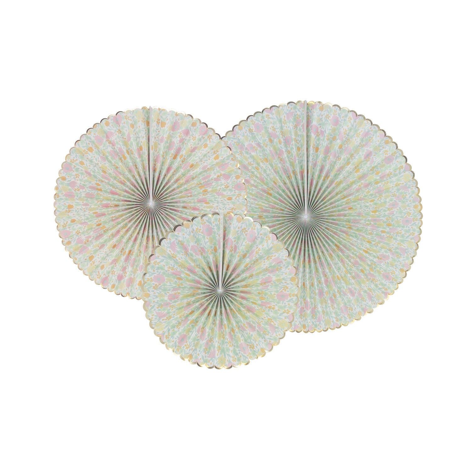 SET DI 3 VENTAGLI SHABBY E ORO