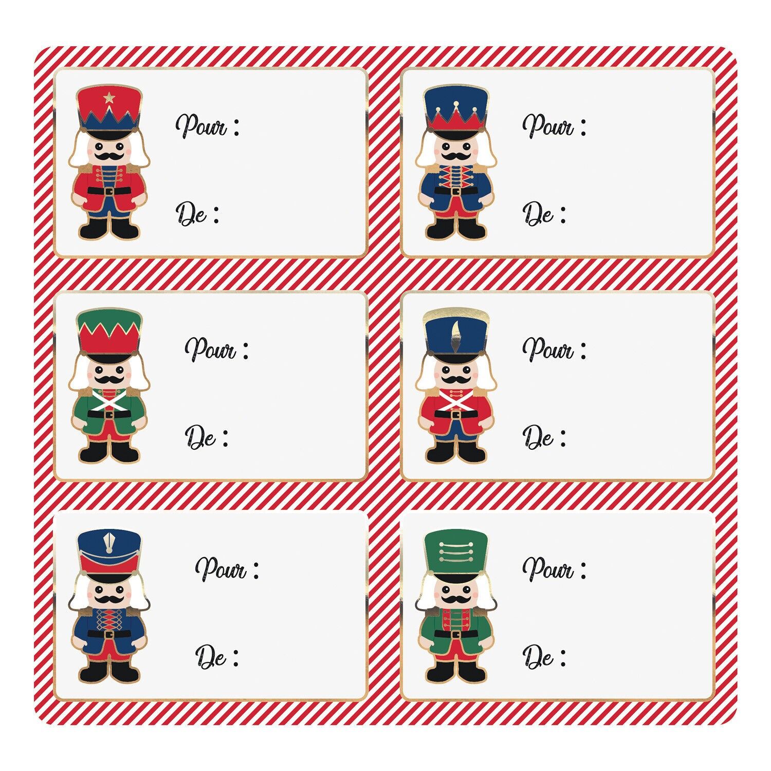 12 ETICHETTE REGALO ADESIVE A FORMA DI SCHIACCIANOCI