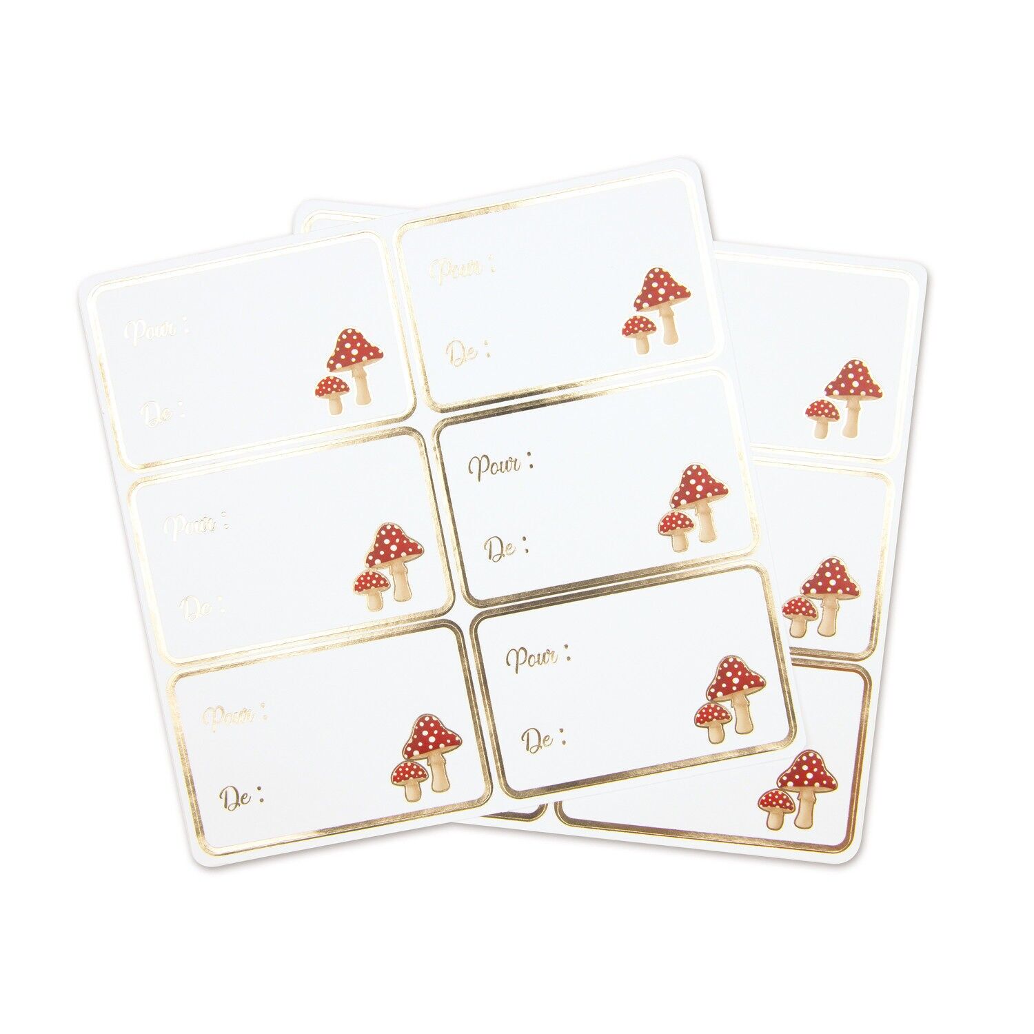 ETICHETTE REGALO ADESIVE A FORMA DI FUNGO X 12