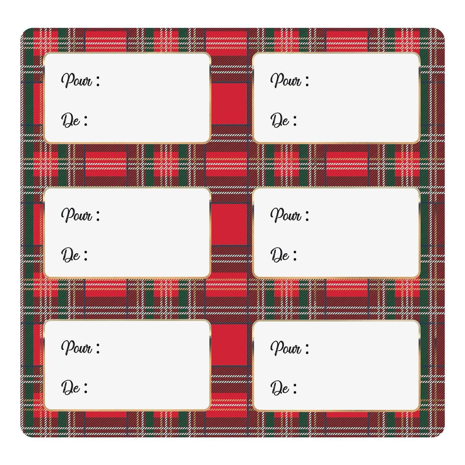 ETICHETTE REGALO ADESIVE TARTAN X 12