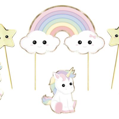 SET DE 6 DECORATIONS BABY LICORNE POUR GATEAUX