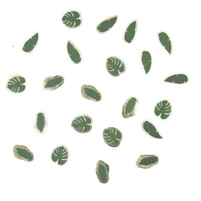 Confeti de mesa con hojas tropicales