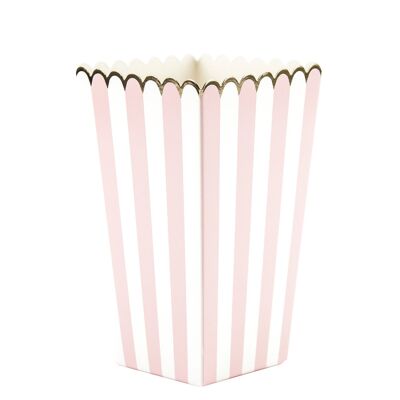 Pastel Pink and White Popcorn Boxes x 8