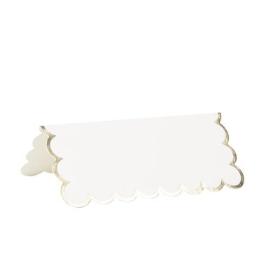 WHITE AND GOLD SCALLOPED PLACE MARKERS X 8PCS